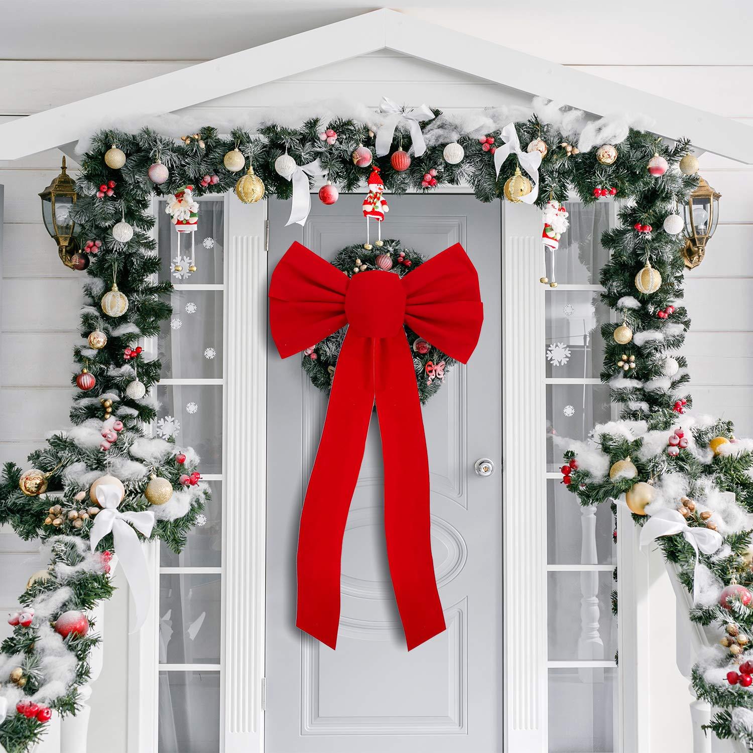 JOYFY 12pcs Christmas Red Velvet Bow Decoration for Christmas Party