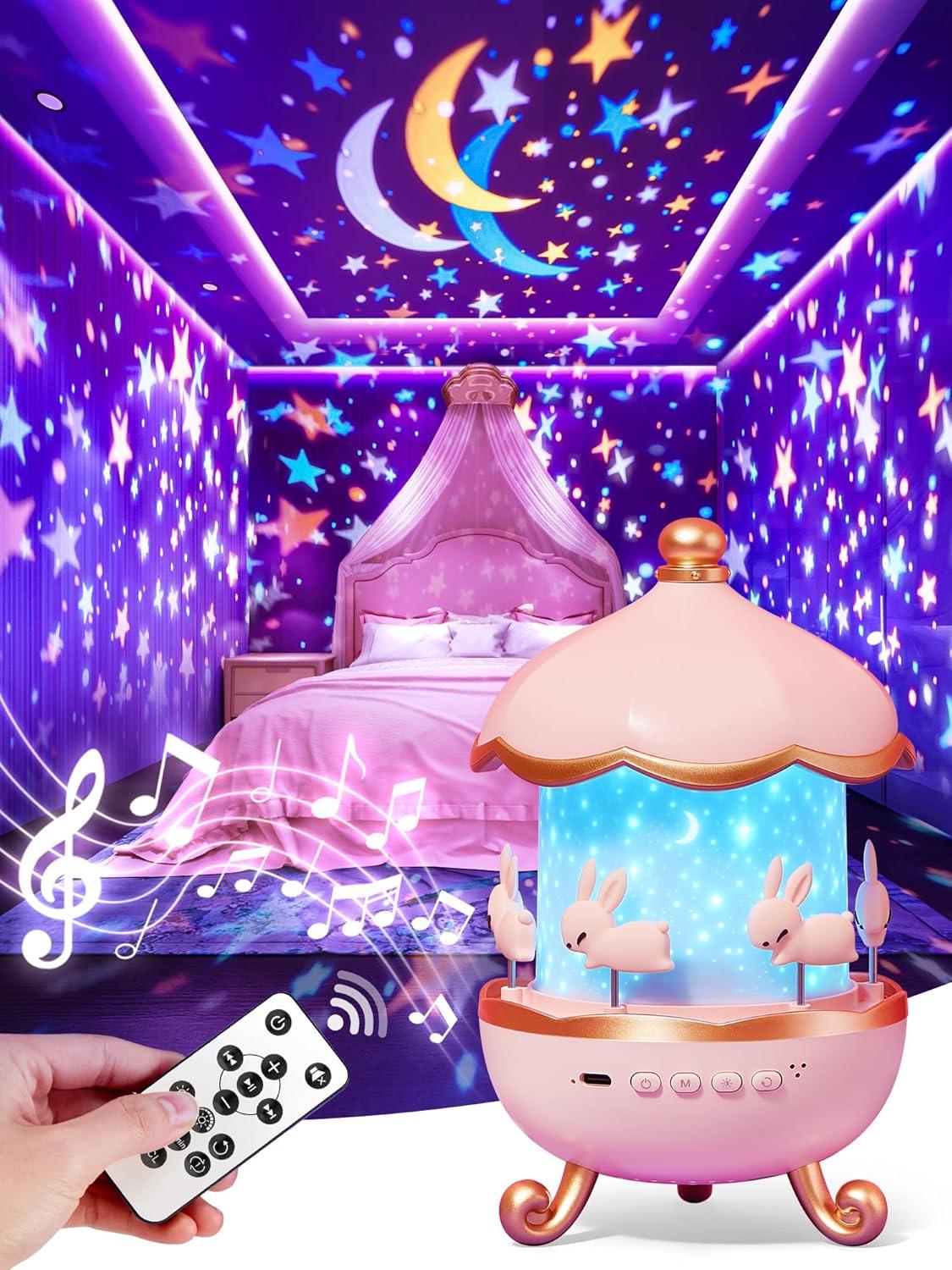 One Fire Night Light Projector, 15 Sound Machine Star Projector for Kids Room,15 Films Star Light Projector 3-9 Year Old Girl Gifts Toys,Brightness Baby Night Lights for Nursery Kawaii TIK Tok Trend