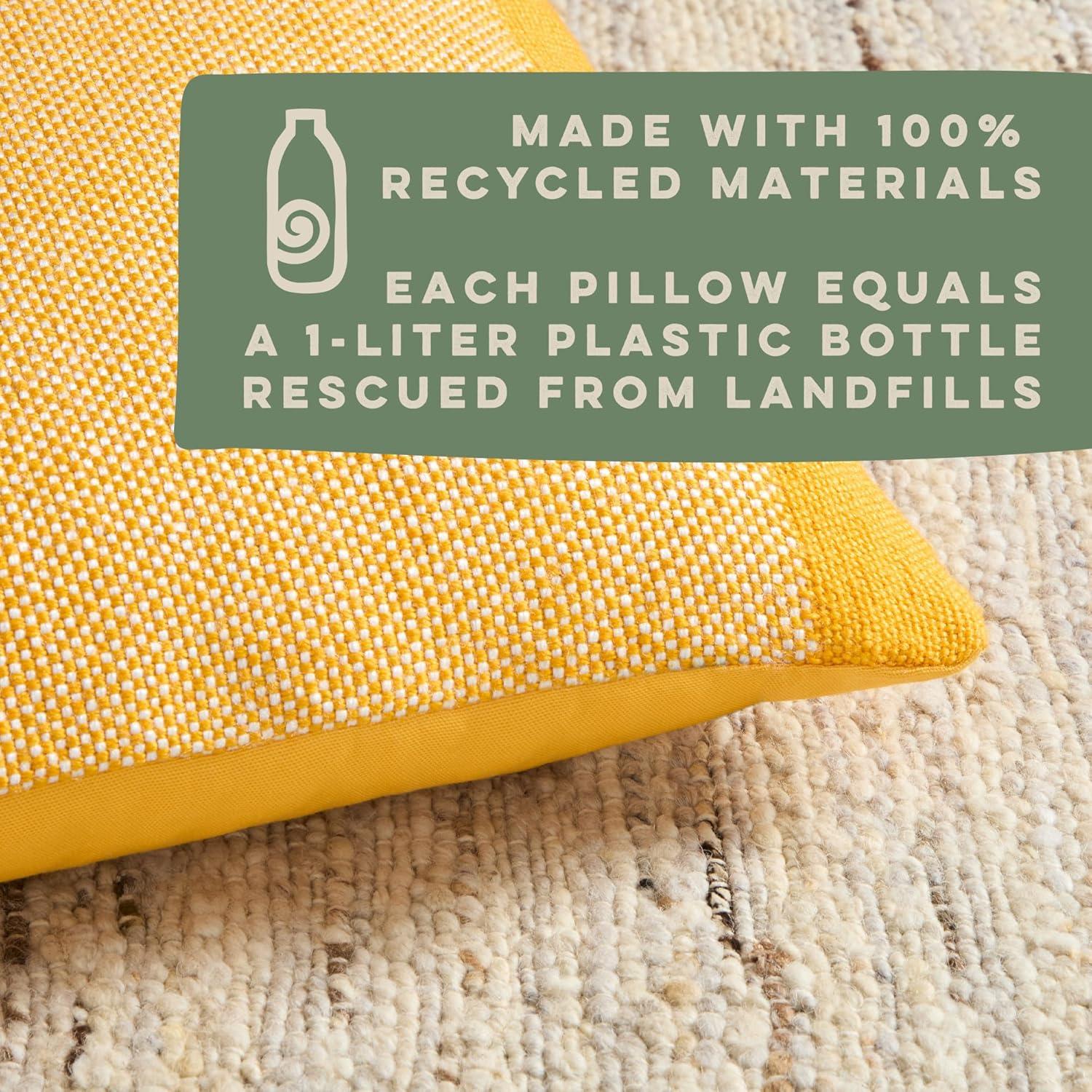 Yellow and Ivory Recycled Material Indoor/Outdoor Pillow