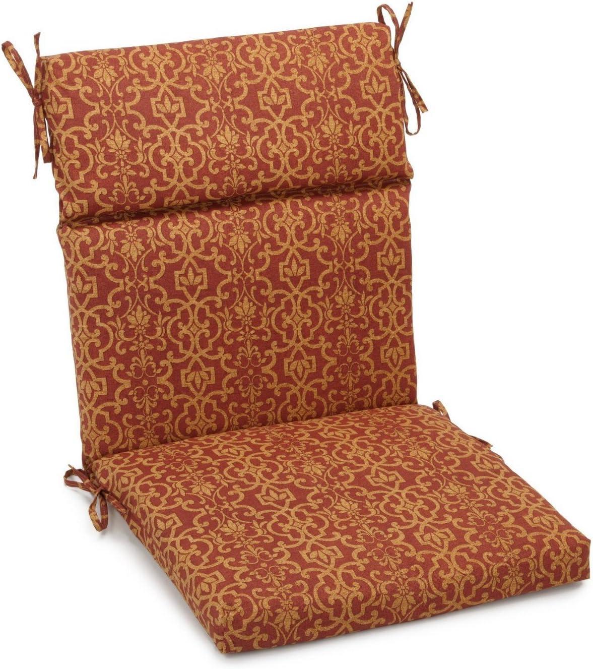 Vanya Paprika Patterned Outdoor Chair Cushion, 20" x 42" Spun Polyester