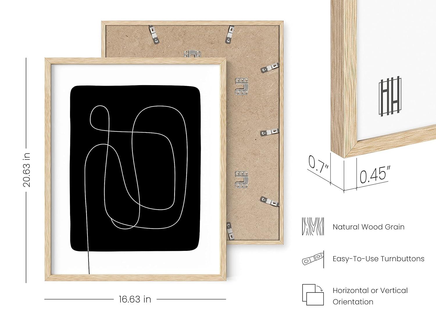 Haus and Hues Black and White Posters for Room Aesthetic Set of 3 - Line Art Wall Decor, One Line Art Print, Black and White Abstract Art, Minimalist Wall Art, Black and White Prints (Unframed, 16x20)
