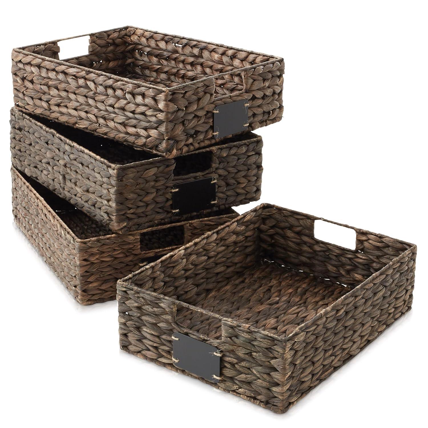 Casafield Casafield Pantry Baskets with Chalkboard Labels and Marker, 10"x13"x5" Storage Bins (Set of 4)