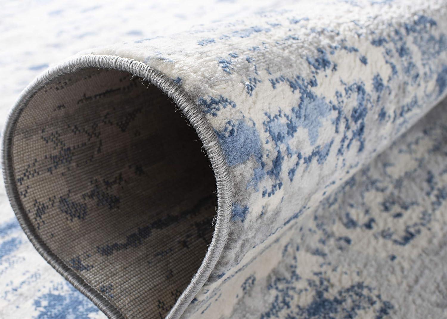 Jasper JSP107 Power Loomed Area Rug - Ivory/Blue - 3'x3' - Safavieh.