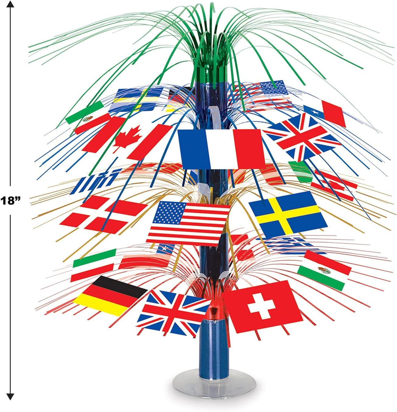 Beistle 18" International Flag Cascade Centerpiece 3/Pack 50545