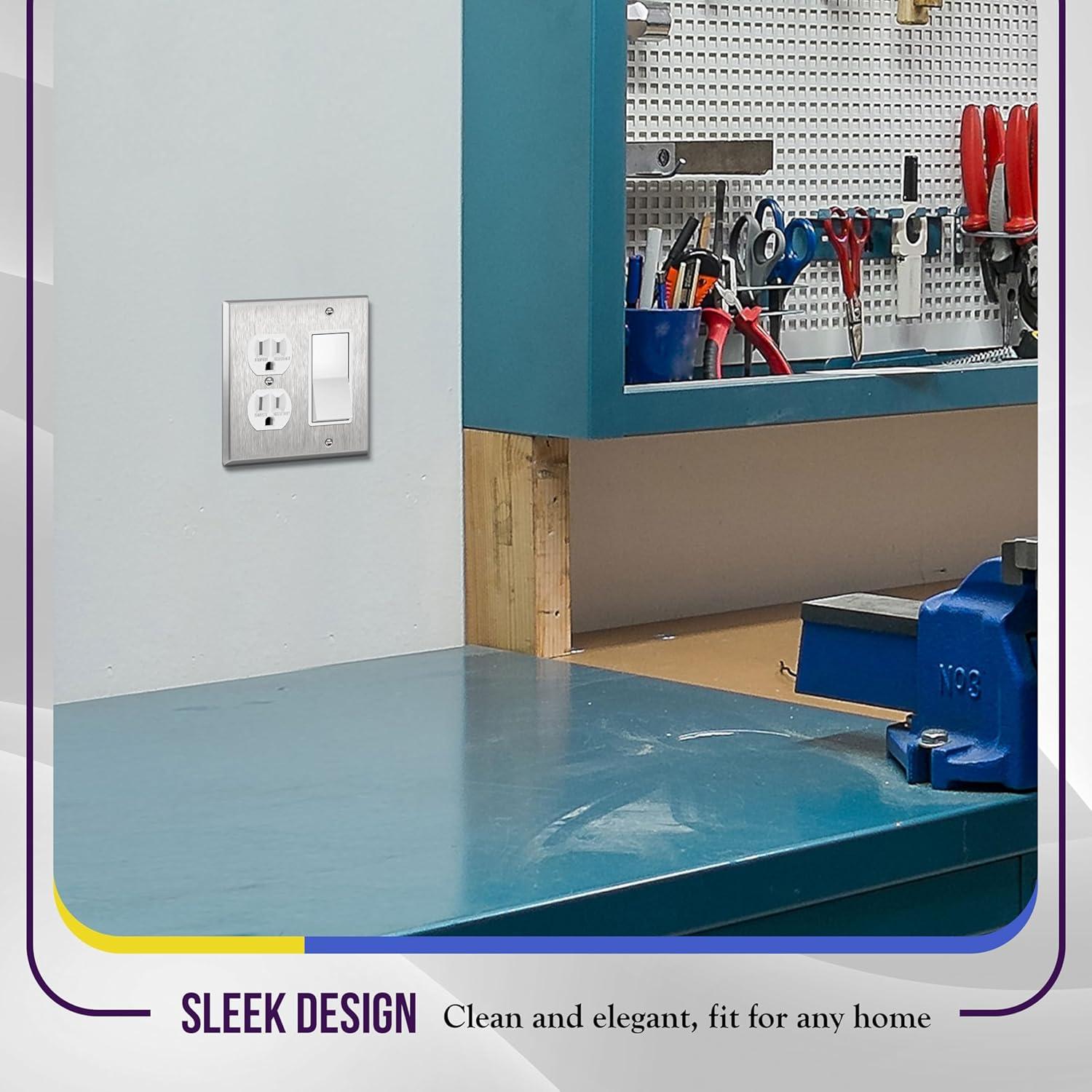 Stainless Steel 2-Gang Combination Wall Plate