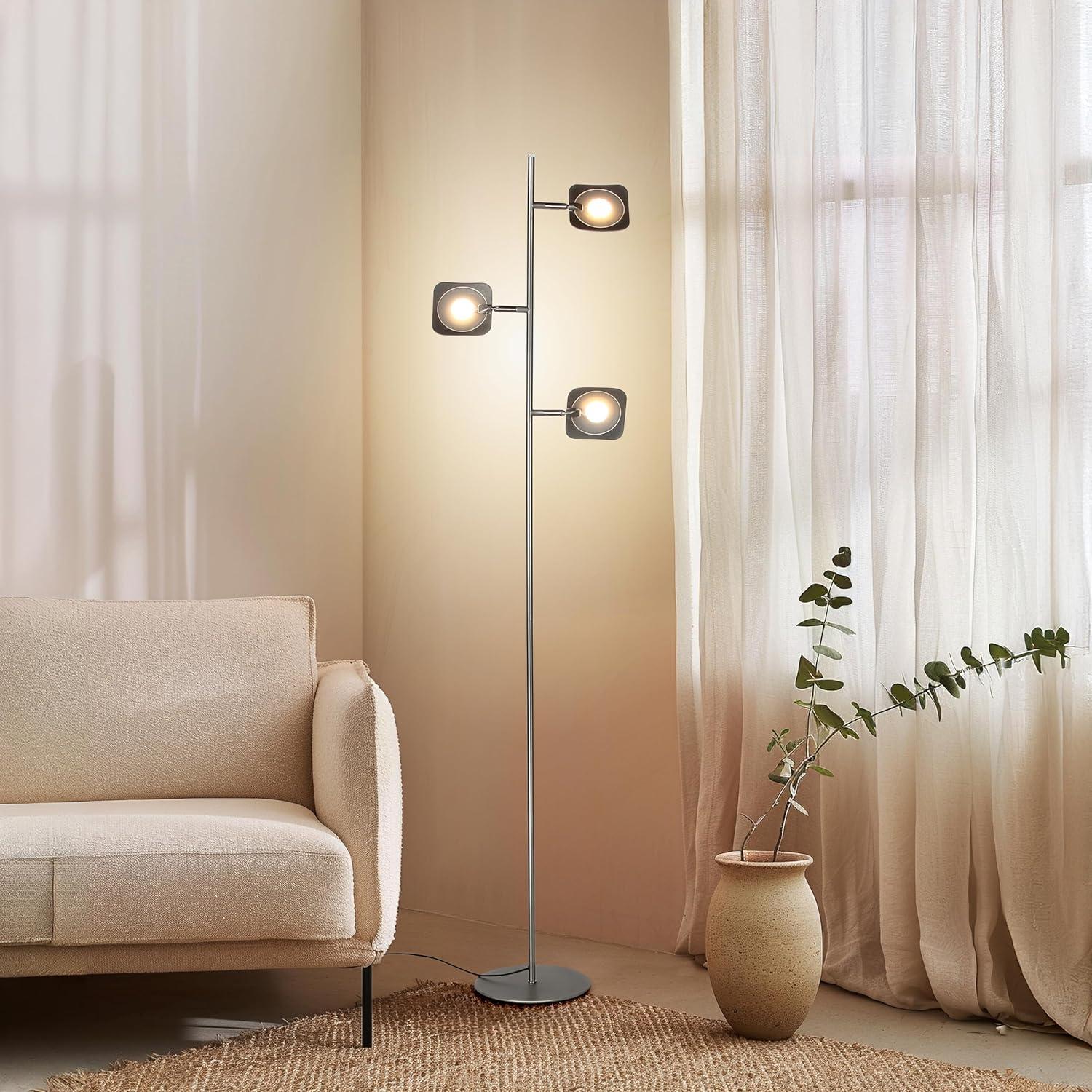 Brightech Tree Industrial LED 3-Way Dimming Floor Lamp with 3 Adjustable Spot Lights