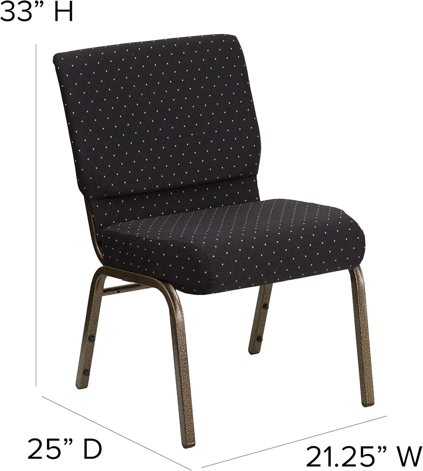 Flash Furniture HERCULES Series Fabric Church Stacking Chair Black Dot Patterned/Gold Vein Frame 4