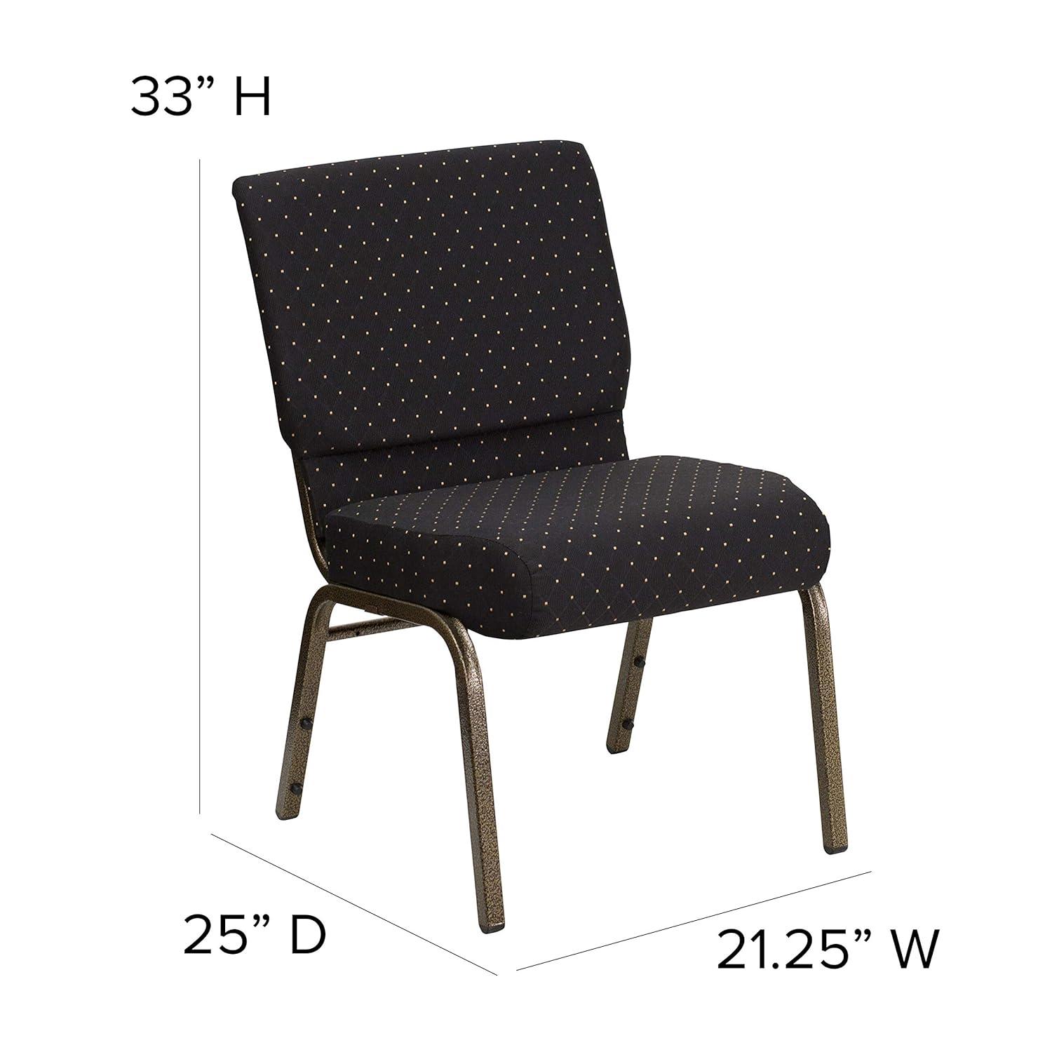 Flash Furniture HERCULES Series Fabric Church Stacking Chair Black Dot Patterned/Gold Vein Frame 4