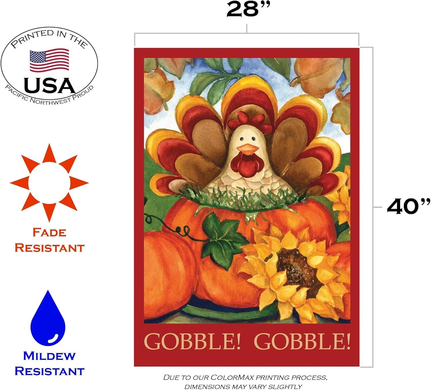 Toland Home Garden 28x40 Inch Double Sided Garden Flag Thanksgiving Flag, Autumn Turkey Fall Thanksgiving Garden Flag House Flag For Outdoor Yard Decoration