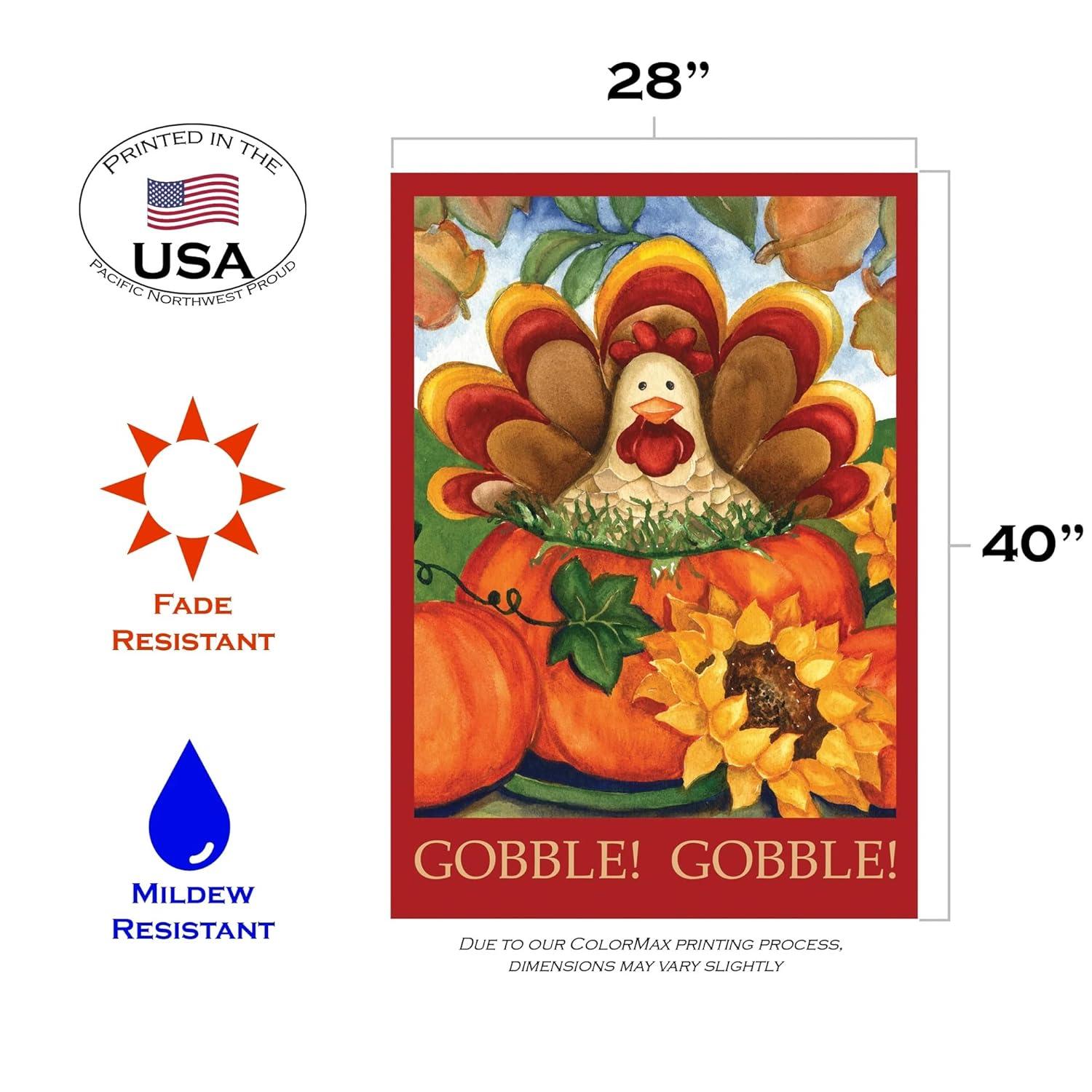 Toland Home Garden 28x40 Inch Double Sided Garden Flag Thanksgiving Flag, Autumn Turkey Fall Thanksgiving Garden Flag House Flag For Outdoor Yard Decoration