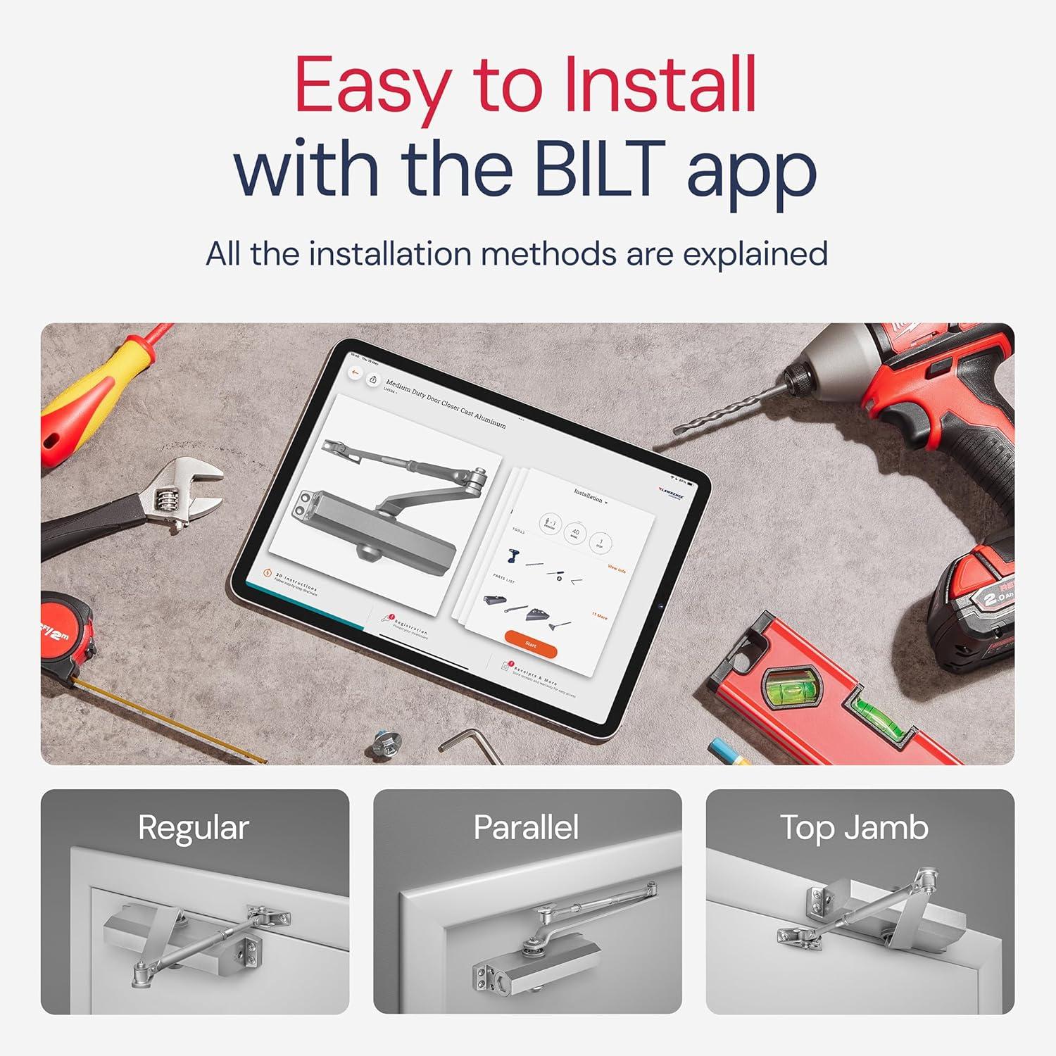 Lawrence Hardware Medium Duty Commercial Door Closer for Interior & Exterior Doors, Aluminum