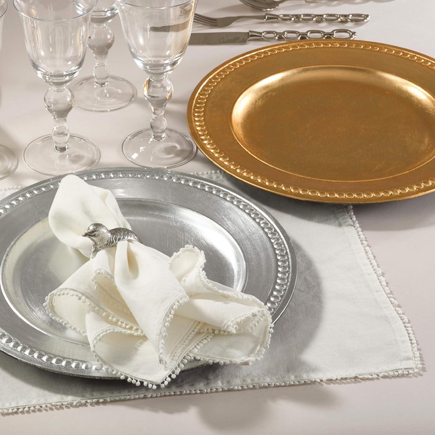 Saro Lifestyle Dots Design Charger Plate (Set of 4), Gold, 14" Round