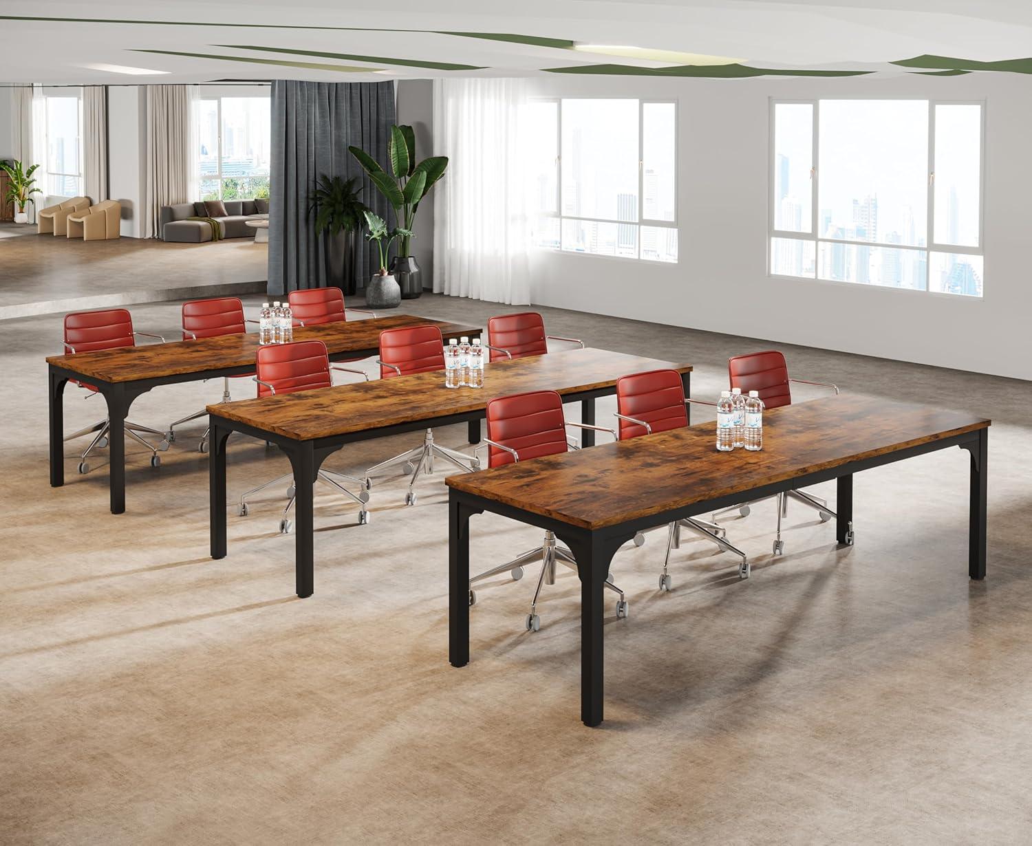 13FT Brown MDF and Metal Conference Table for 16