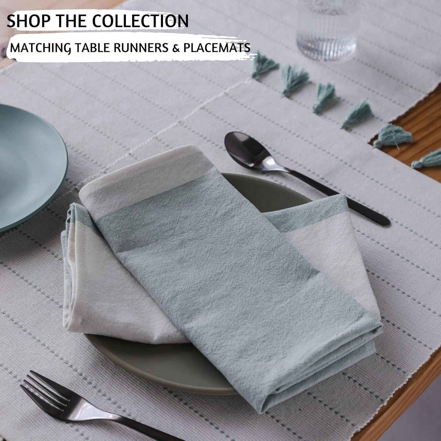 Folkulture Cloth Napkins | (20x20) Set of 4 Cotton Table Napkin Cloth Washable and Soft for Farmhouse Style Decorations | Durable - Reusable, Boho Dinner Napkins Cloth for Dining Room (Misty Green)