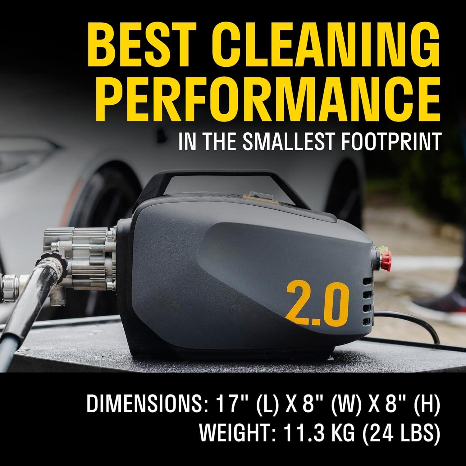 ACTIVE 2.0 Electric Pressure Washer - 2.0 GPM Flow and 1800 PSI Peak Pressure, Pressure washers for Power Wash, Power Washers Electric Powered, Wall Mount Pressure Washer, Hidrolavadora Electrica