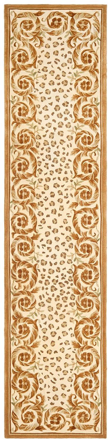 Handmade Rectangular Beige and Brown Wool Accent Rug