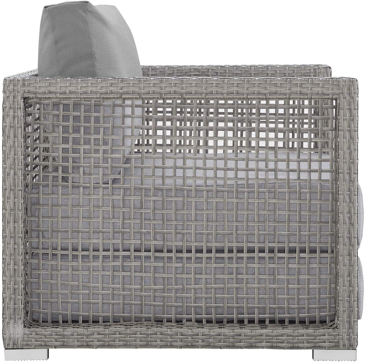 Modway Aura 3-Piece Outdoor Patio Wicker Rattan Set - Gray Finish