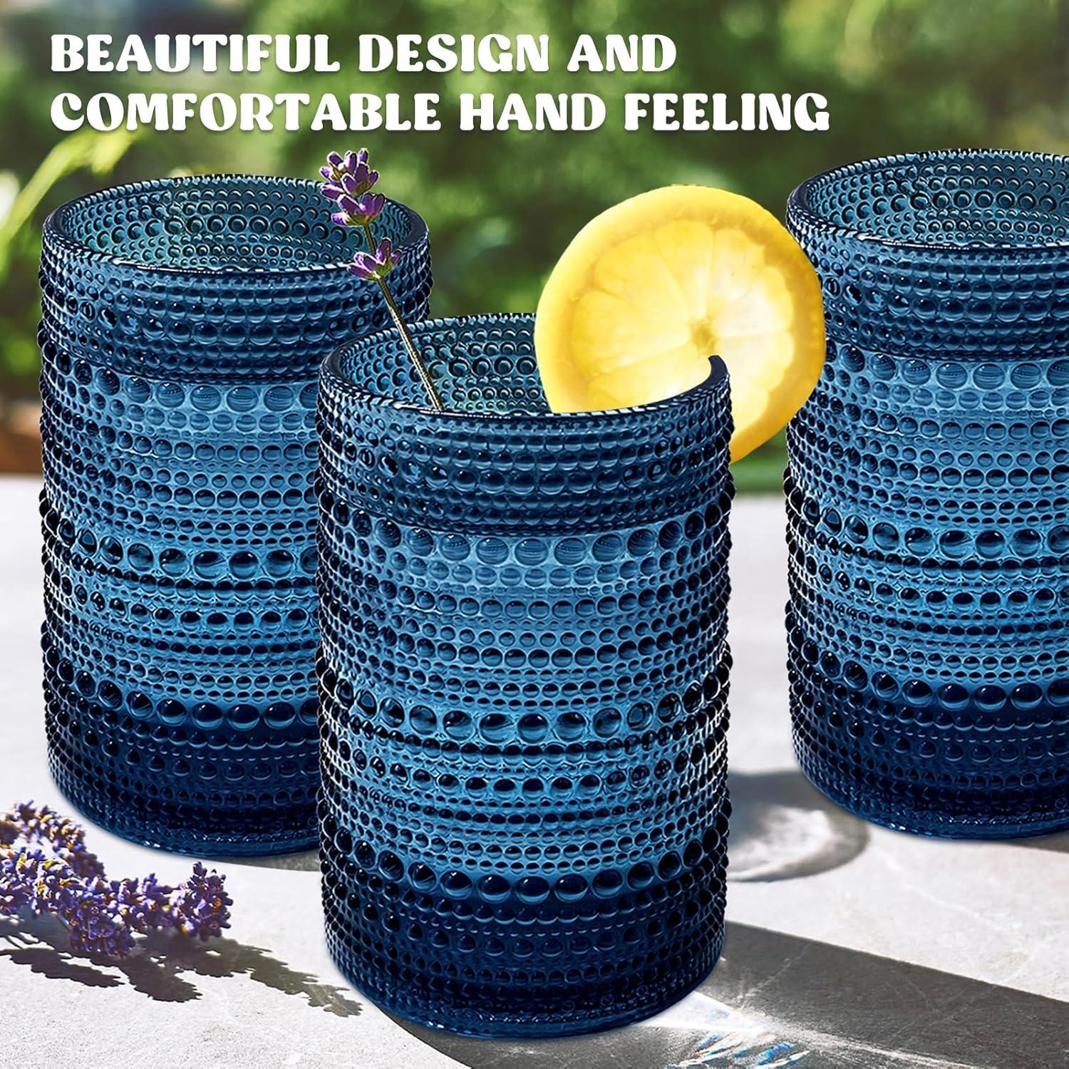 Vintage Glassware Drinking Glass Set of 6, Nailhead Glass