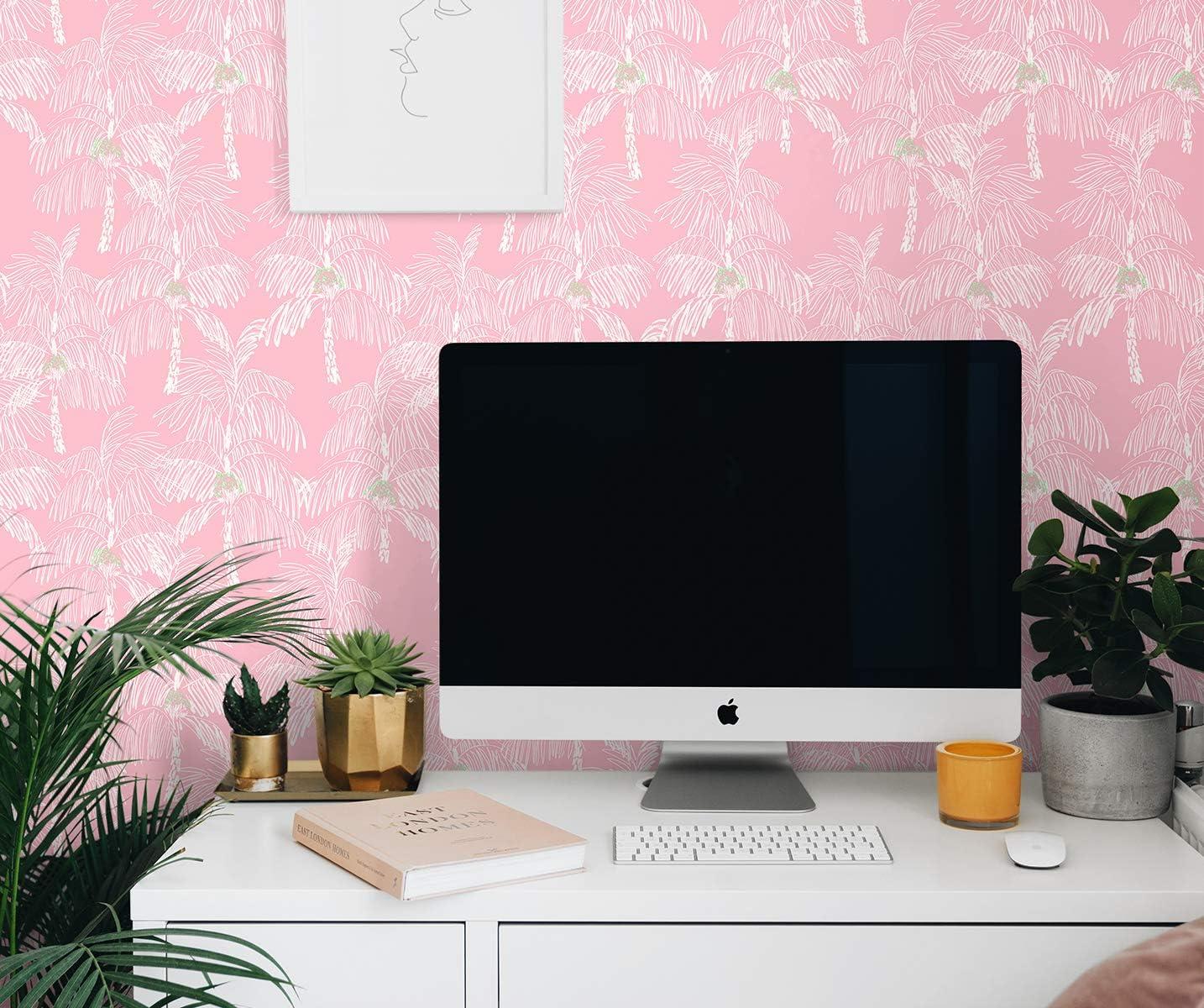 NextWall  Palm Beach Peel and Stick Wallpaper Flamingo