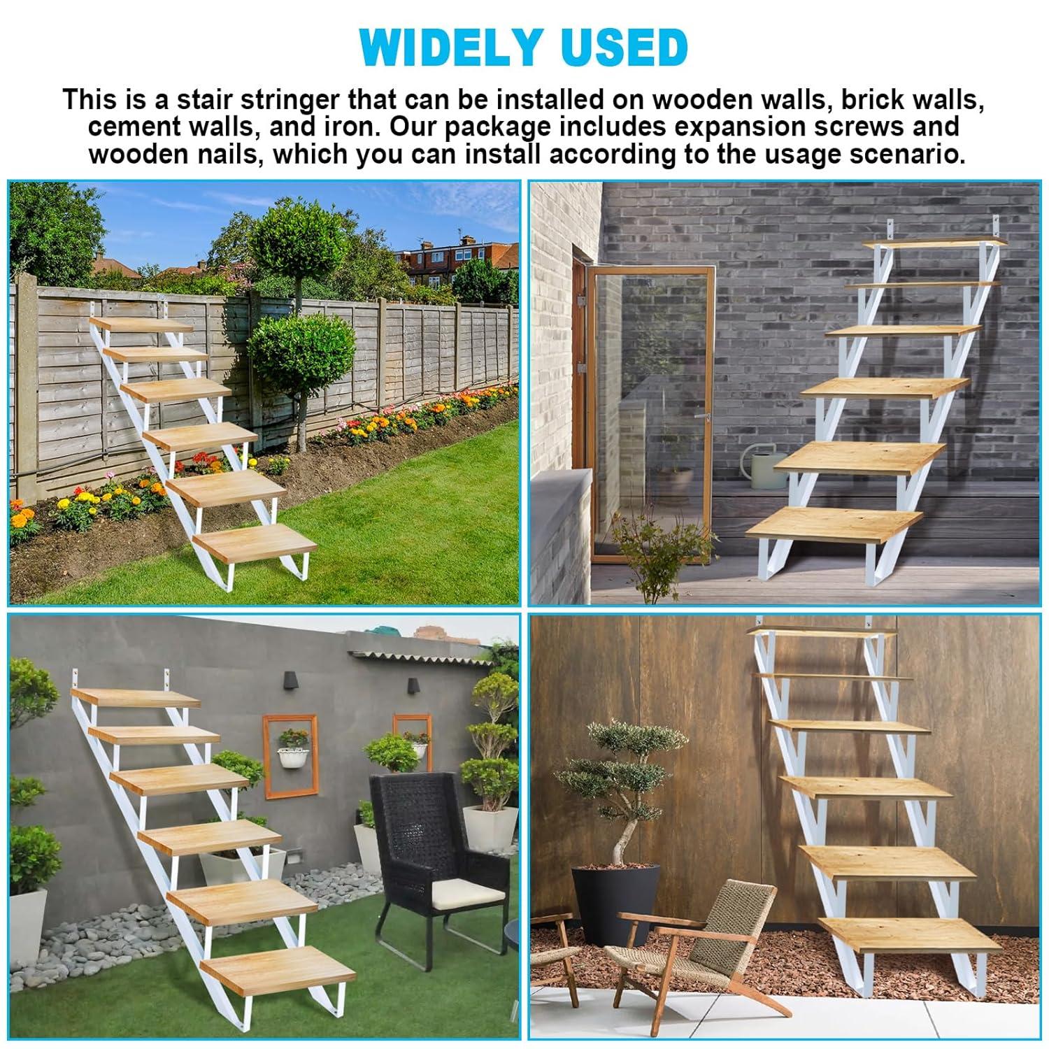 Steel Stair Stringer 6 Step, Metal Stair Stringers for Deck Height 49.6 inches, Steel Stair Step Riser for Outside Stairs (2Pack)