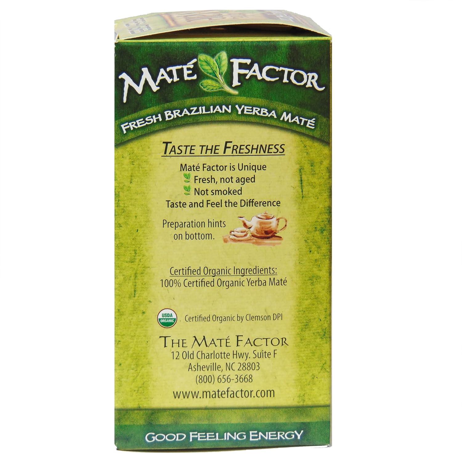 Mate Factor Fresh Green Organic Yerba Mate - Case of 6 - 24 Bags