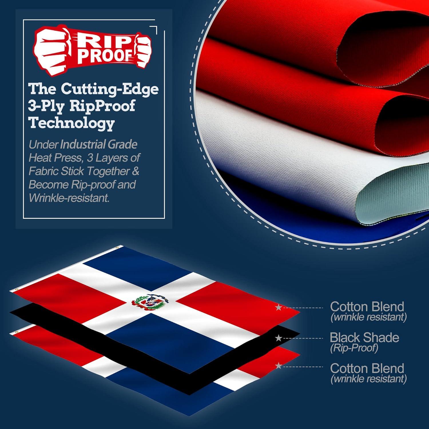 Anley Rip-Proof Double Sided 3-Ply Dominican Republic Flag 3x5 Foot - Dominican National Flags