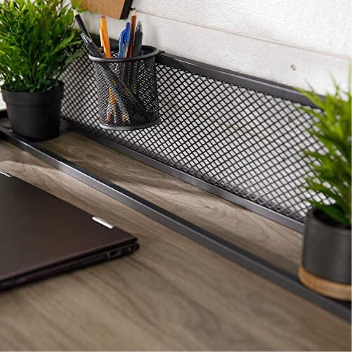 xrboomlife Industrial Mesh Wood Laptop Computer Writing Desk Home Office Workstation Small  42 Inch  Slate Grey