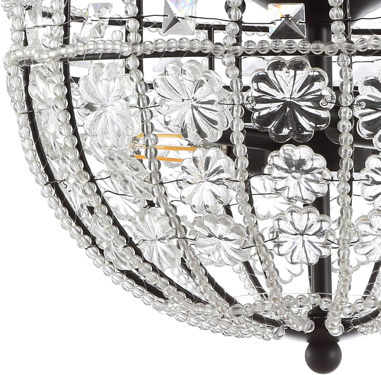 Billie 12" Black Crystal Flower LED Semi-Flush Mount