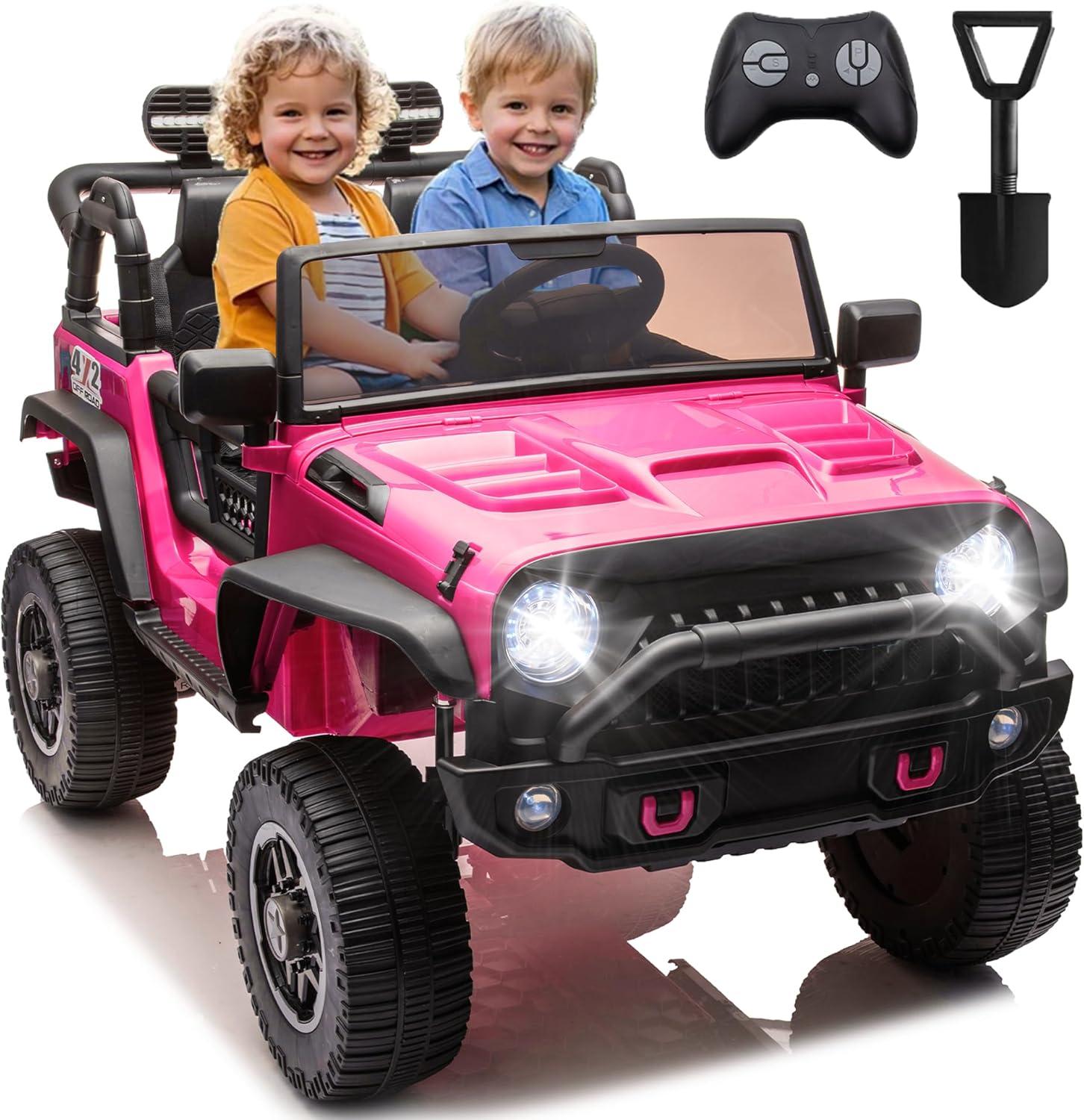 Ancheer 24V Real 2 Seater Ride On Toys Electric SUV Jeep Car With Remote Control,2WD/4WD Switchable, 4X100W Motor, Bluetooth, Music, USB, Lights