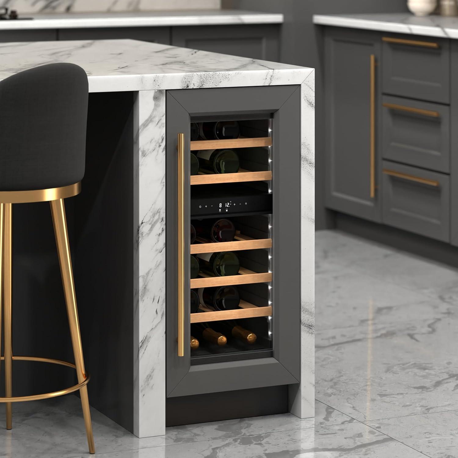 KoolMore KoolMore Reserve 15 in. Under-Counter Panel Ready Dual Zone 23 Bottle Wine Cooler Shelves