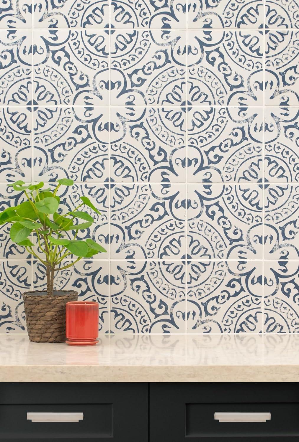 Ackland Amara 8" x 8" Encaustic Look Matte Porcelain Floor & Wall Tile