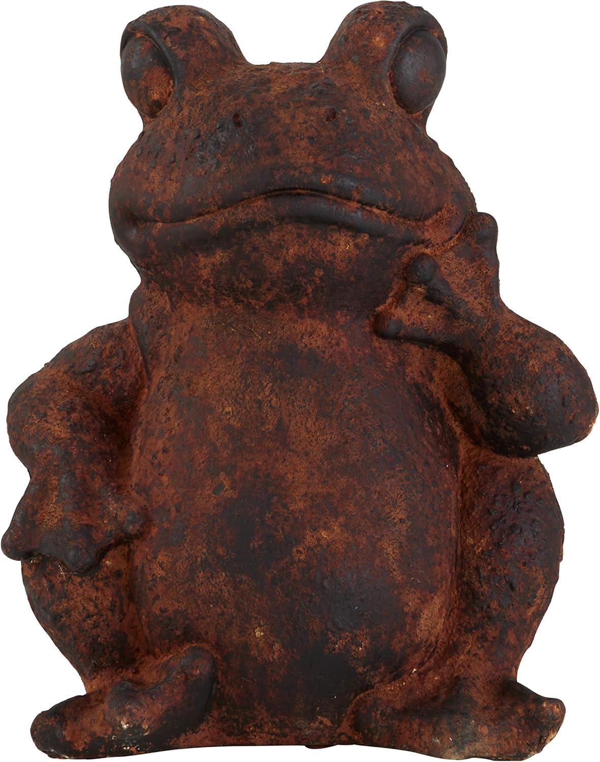 DecMode Outdoor 13" x 16" Rust Magnesium Oxide Rustic Frogs Garden Sculpture, 1 - Pieces