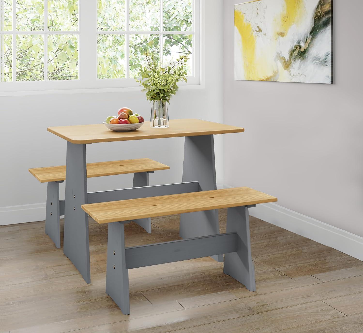 Chapman 3-Piece Natural and Grey Pine Wood Dining Set