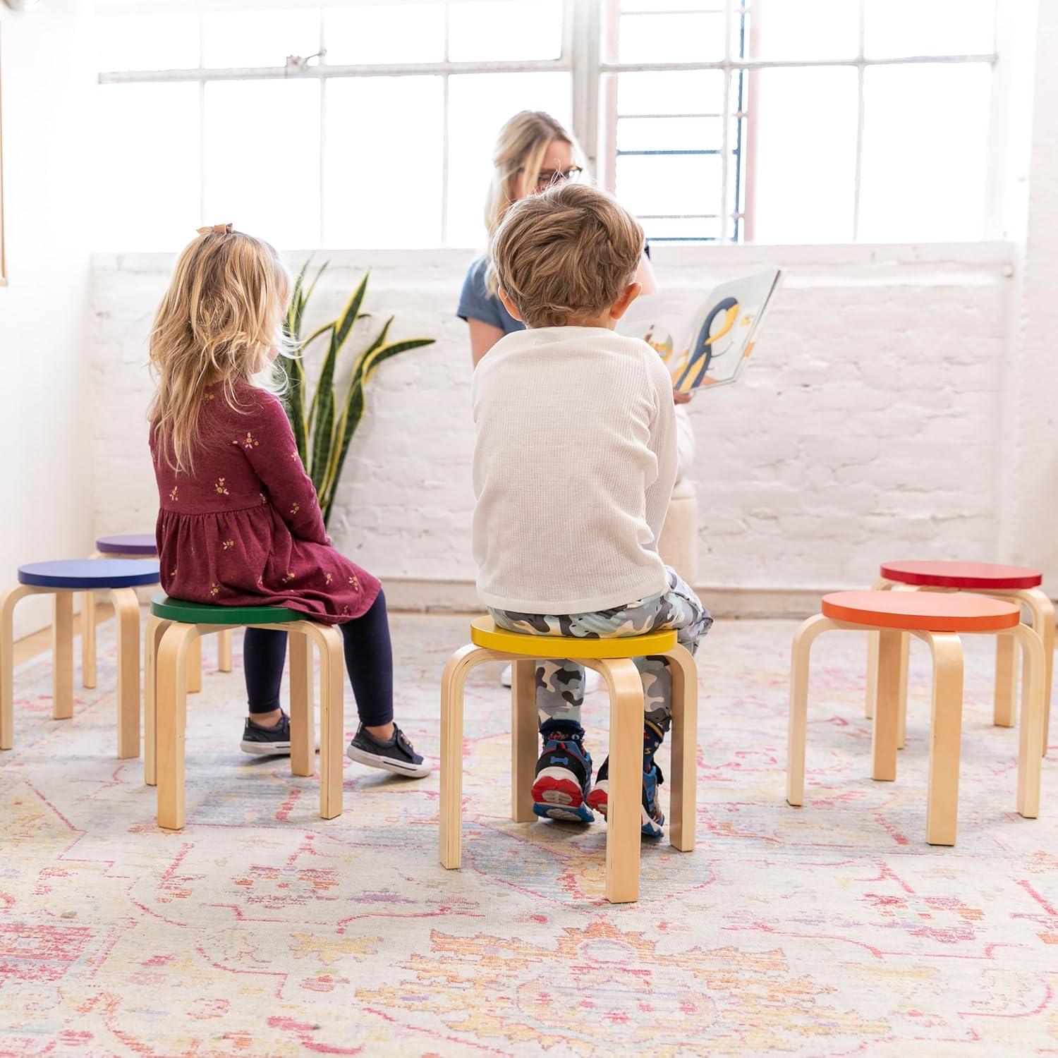 ECR4Kids Bentwood Stackable Stools, Classroom Furniture (Set of 6)