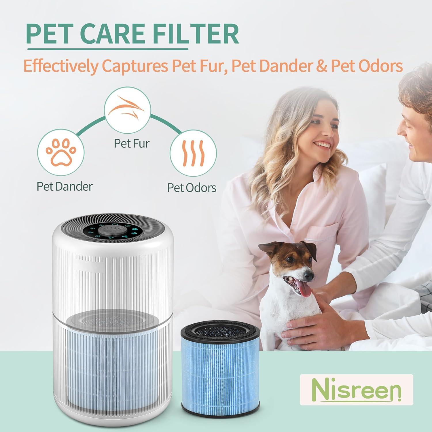 Nispira AP0601 2-in-1 True HEPA Filter Replacement for AirTok Air Purifier AP0601-RF | Remove Particle Size down to 0.1 microns | 2 Packs