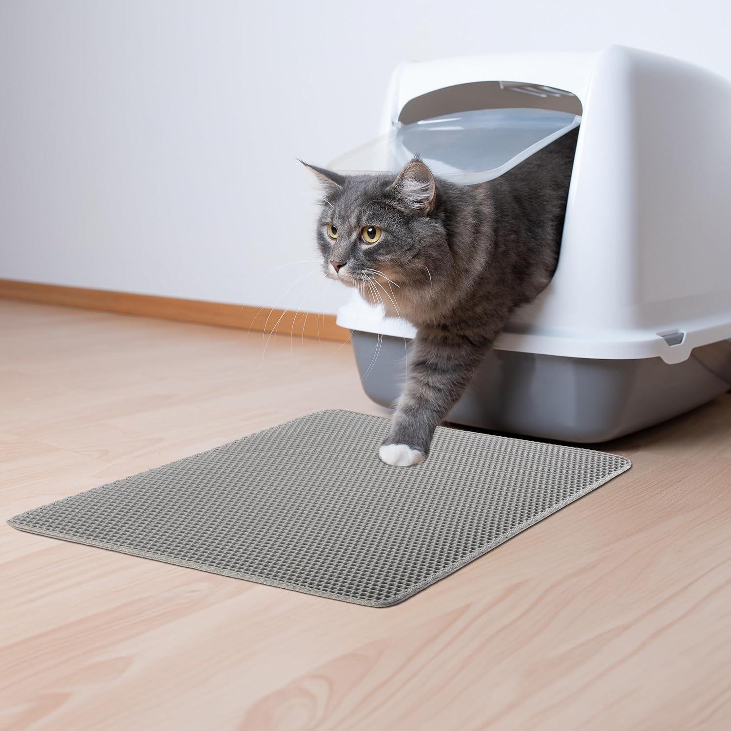 PETMAKER 24x15-Inch Double-Layer Waterproof Cat Litter Mat (Gray)