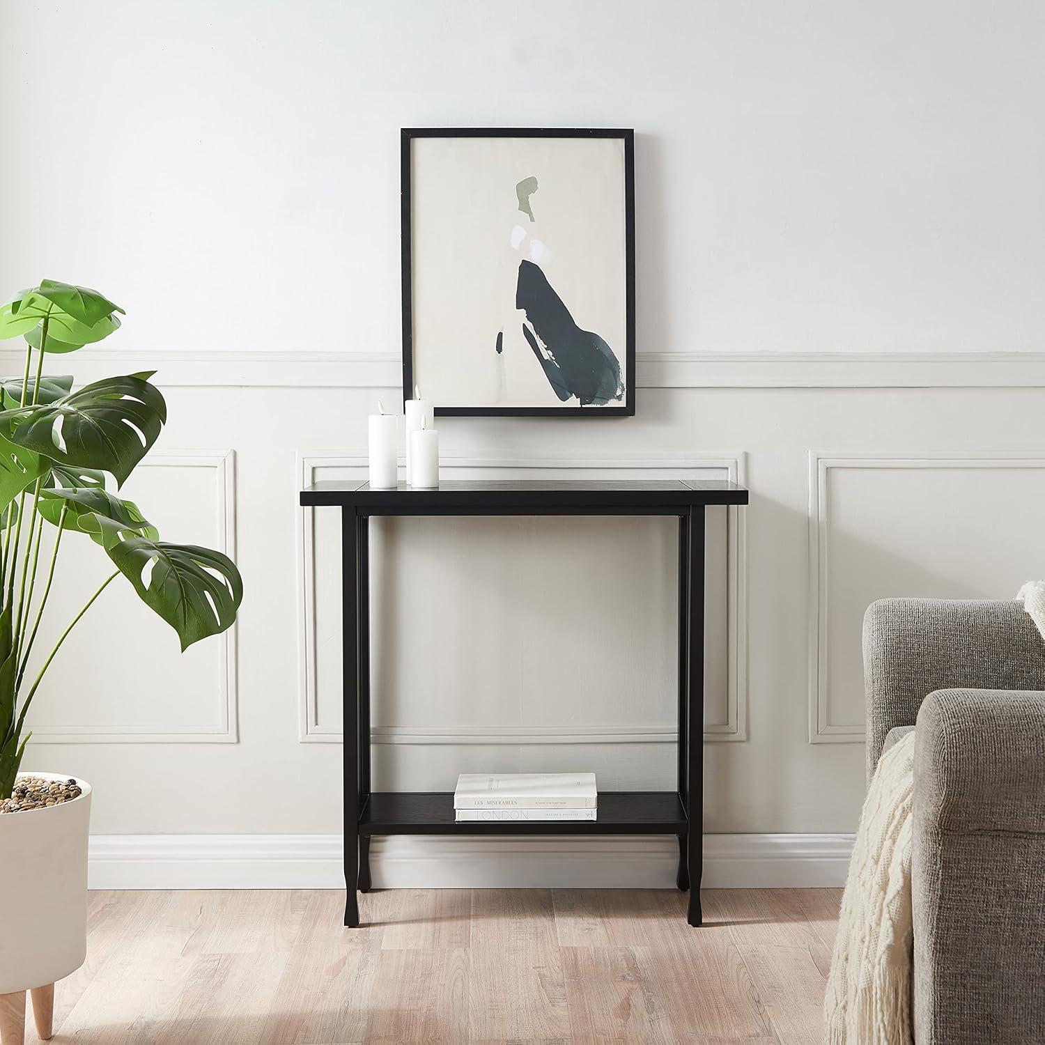 Leick Home 11232-BK Ironcraft Rustic Console Table, Black Wash