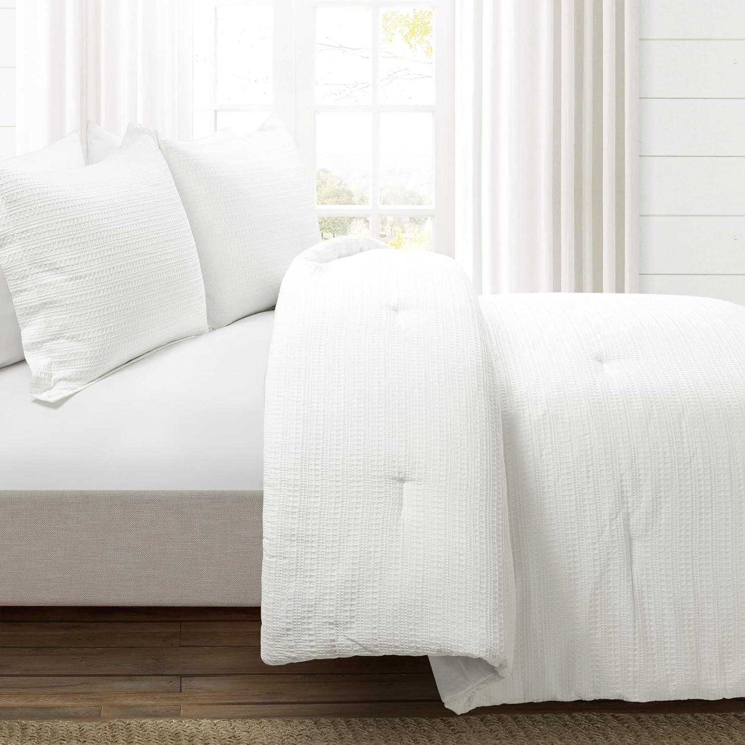 Comfort Canopy 3-Piece White Waffle Comforter Set, Full/Queen