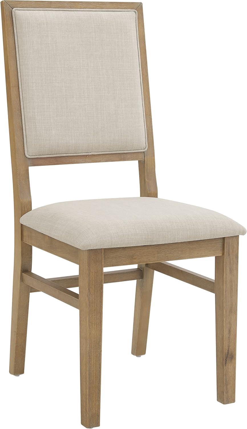 Joanna Cream Linen and Light Wood Rustic Dining Chair Set