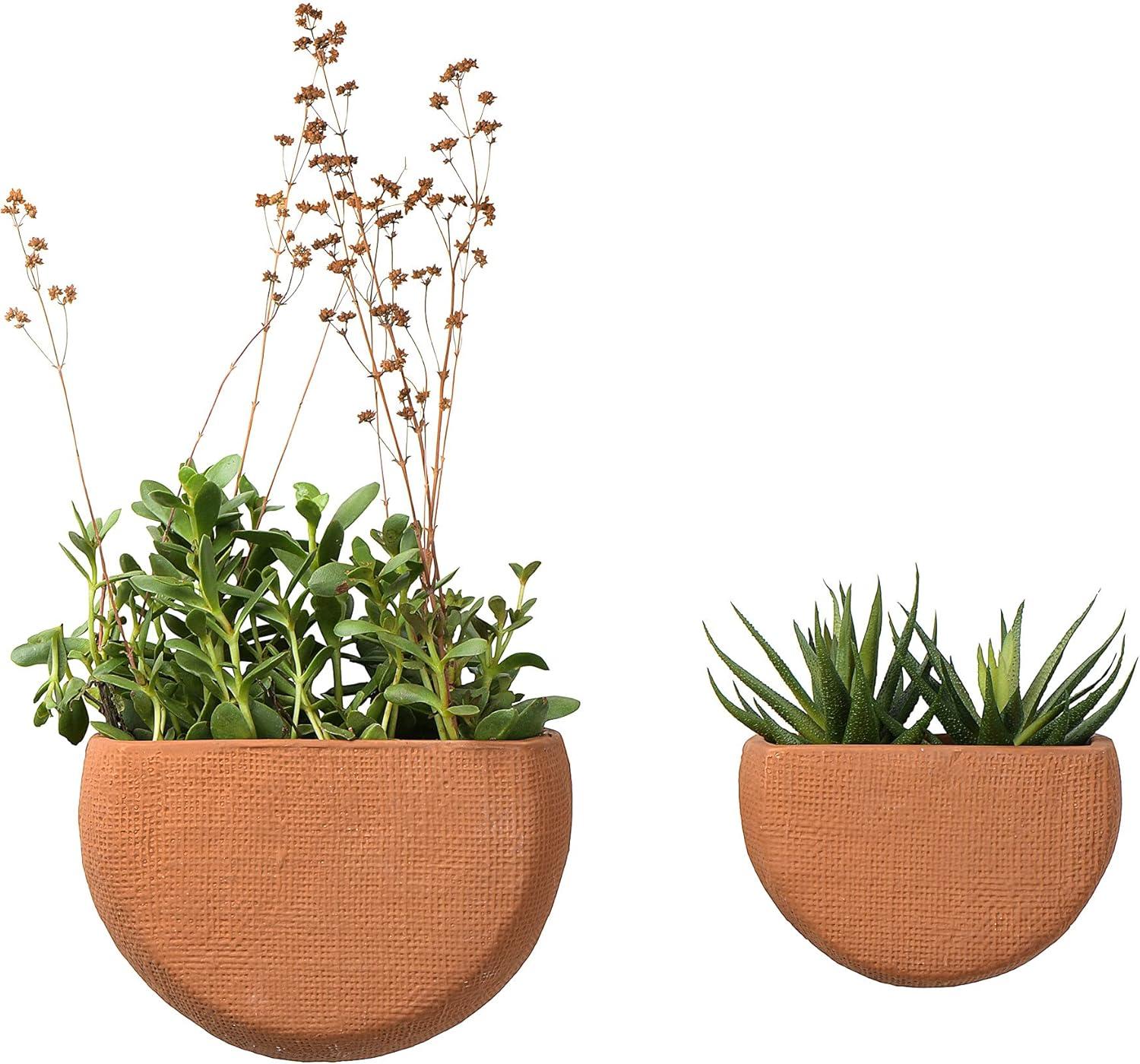 Main + Mesa Modern Boho Stoneware Wall Mount Planters, Terracotta, Set of 2 Sizes