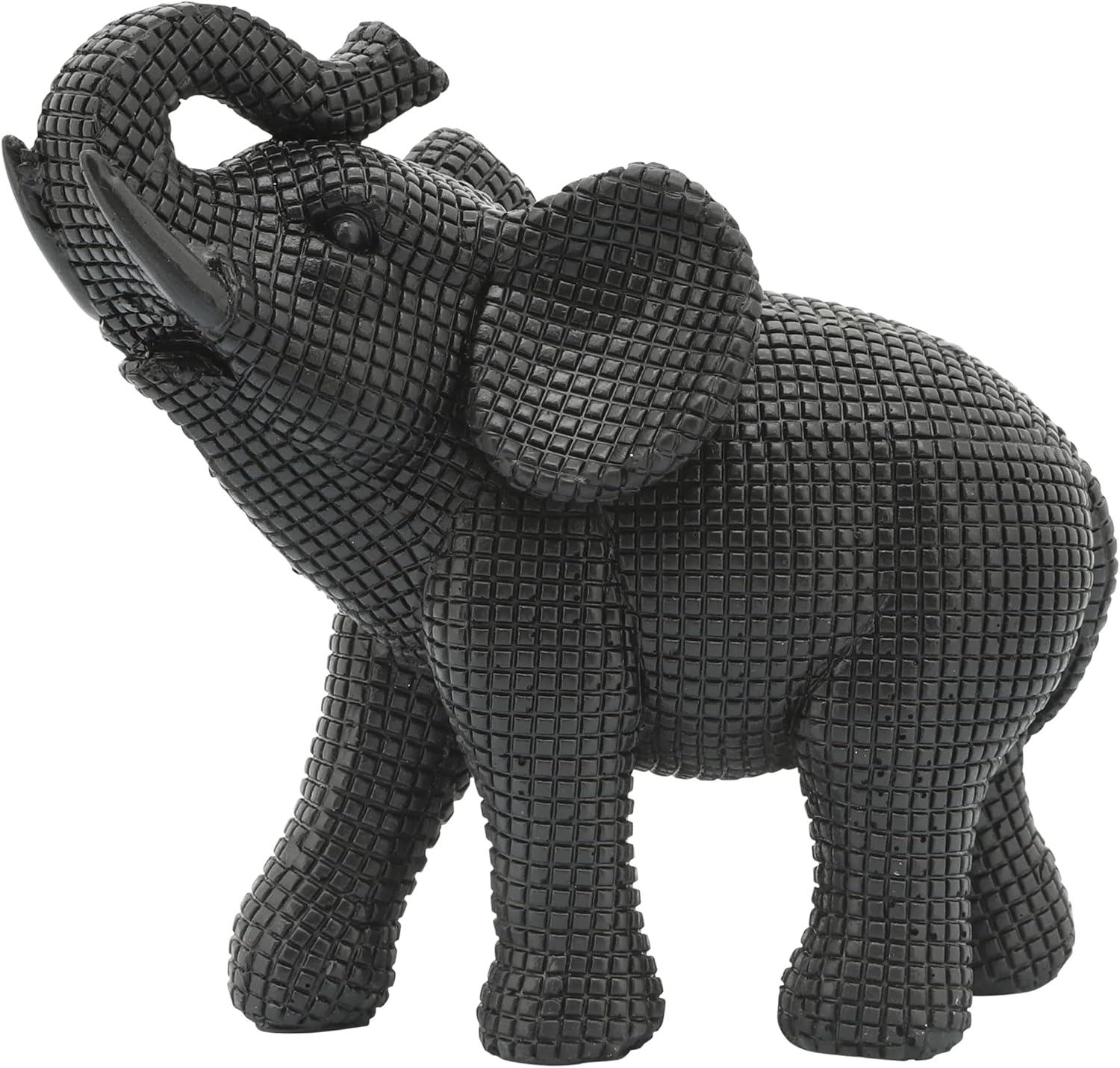 Sagebrook Home 7" Elephant Sculpture - Decorative Polyresin Black Elephant Statue For Home Decor - Table Accent, Desktop Figurine, Creative Home or