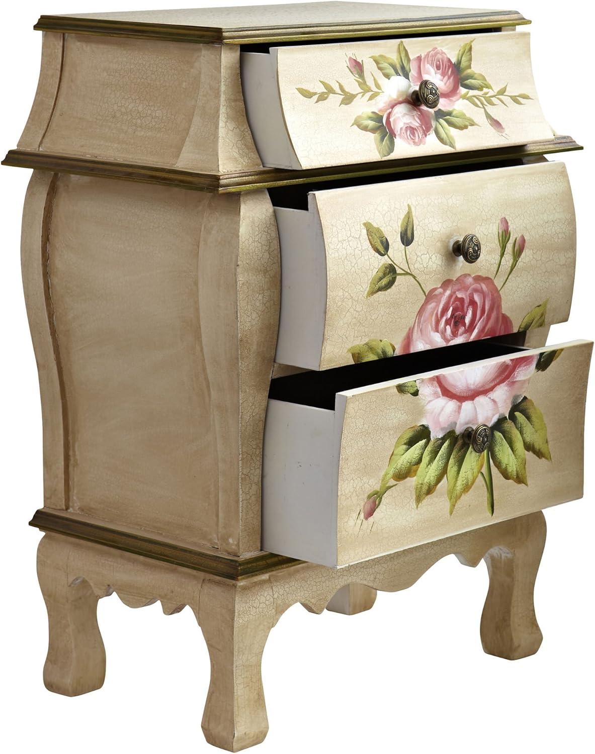 Nearly Natural Antique Night Stand w/Floral Art