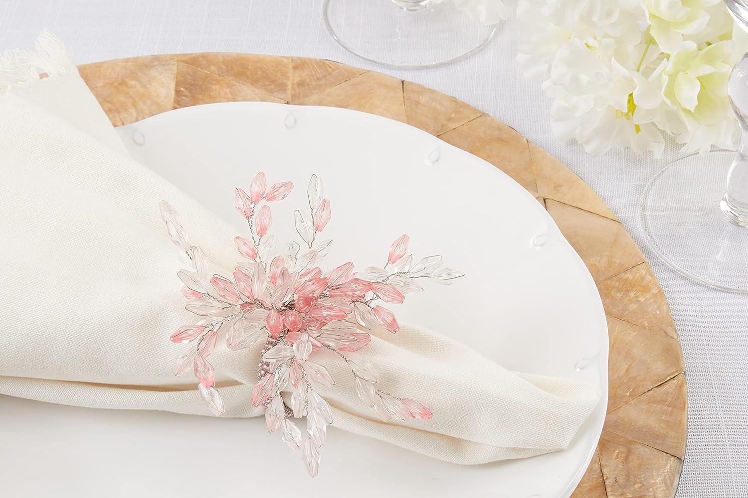 Saro Beaded Flower Napkin Ring (Set of 4)