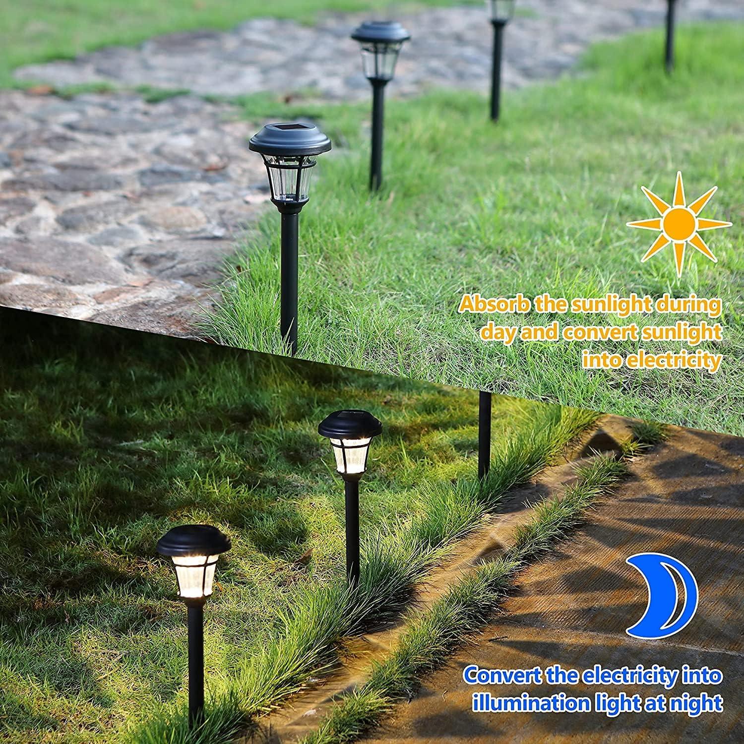 Black Solar Powered LED Pathway Light Set of 8