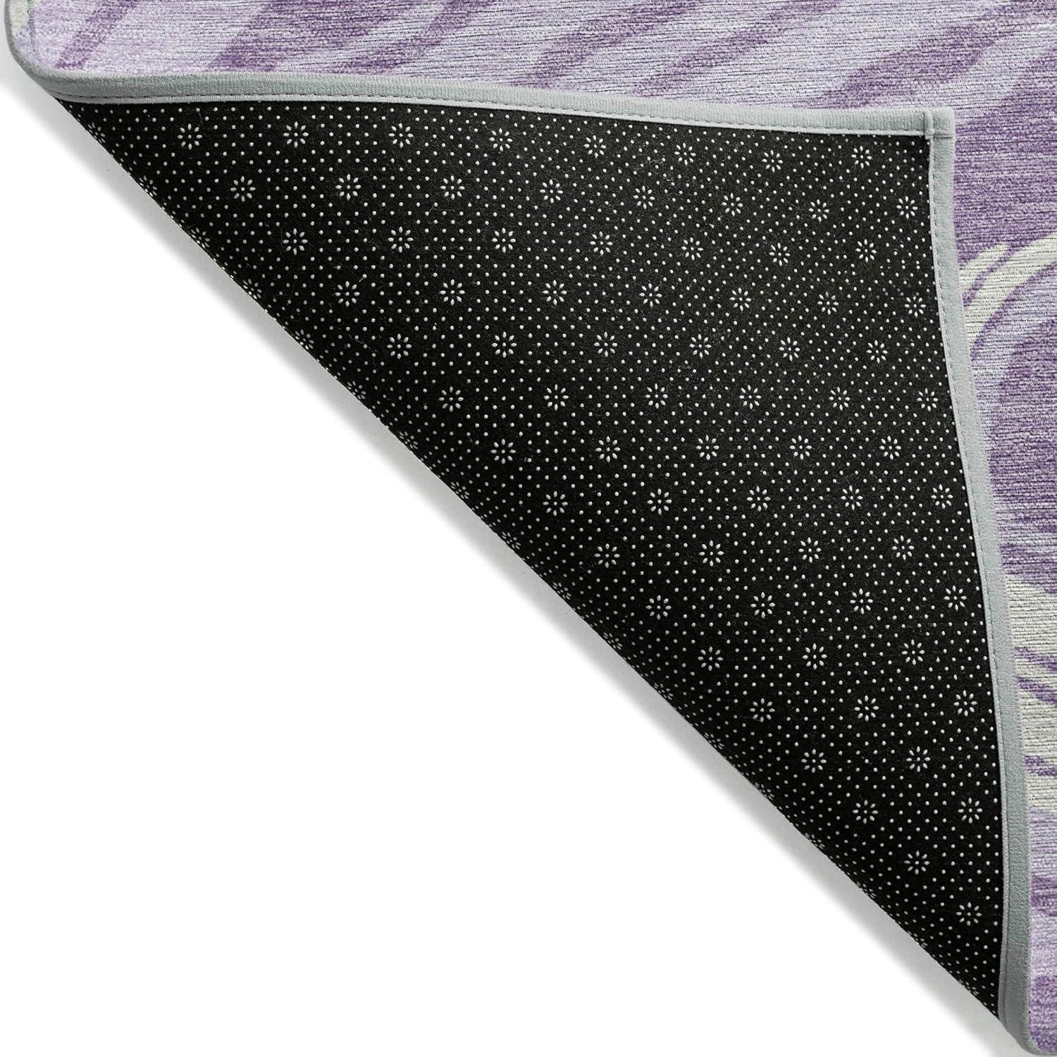 Lavender and Aqua Flat Woven Washable Synthetic Area Rug 5' x 7'