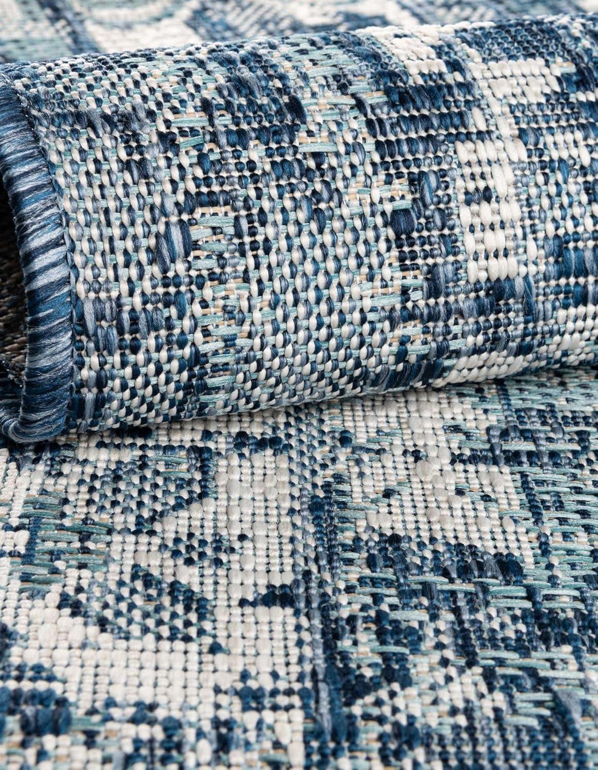 Unique Loom 5' 3 x 5' 3 Square Indoor/Outdoor Traditional Blue Area Rug