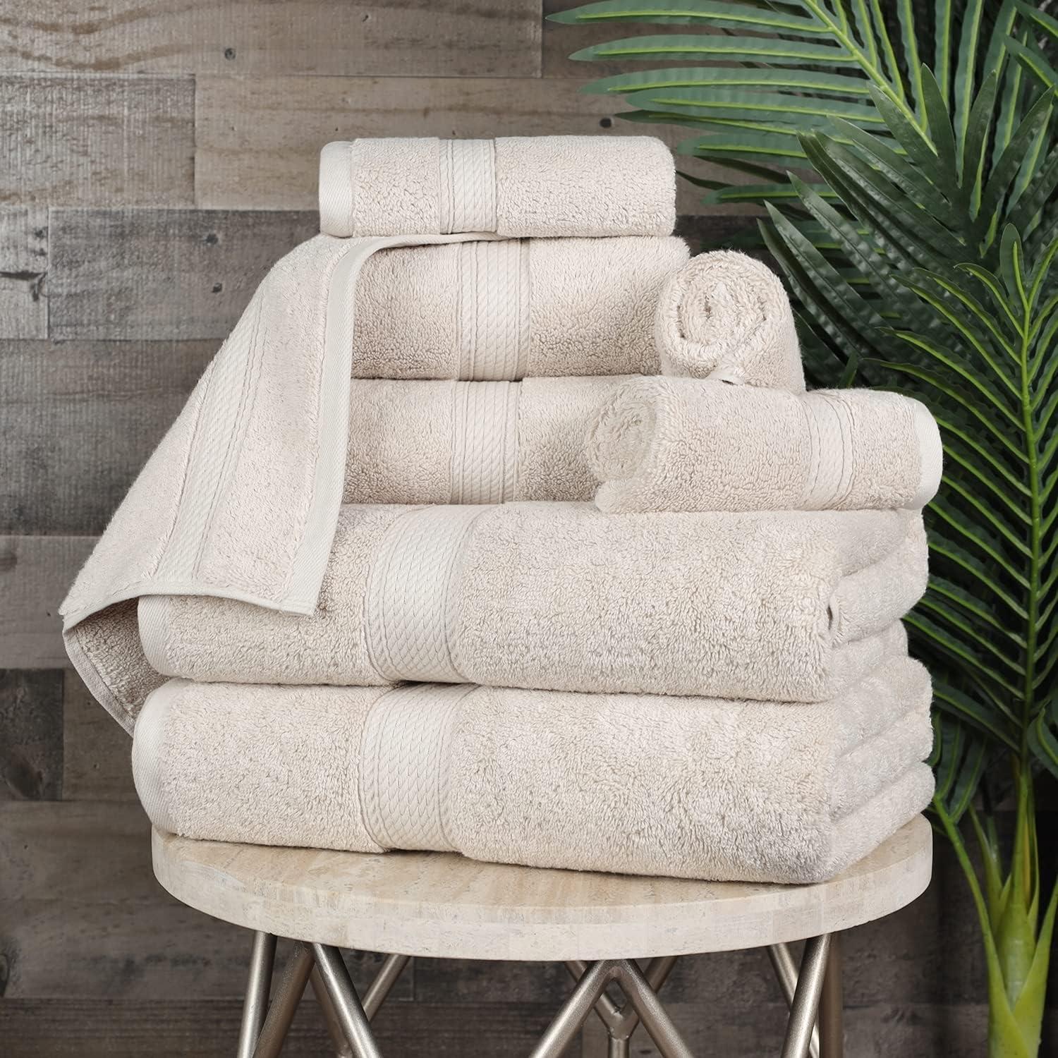 Ultra Soft Stone Egyptian Cotton 8-Piece Towel Set