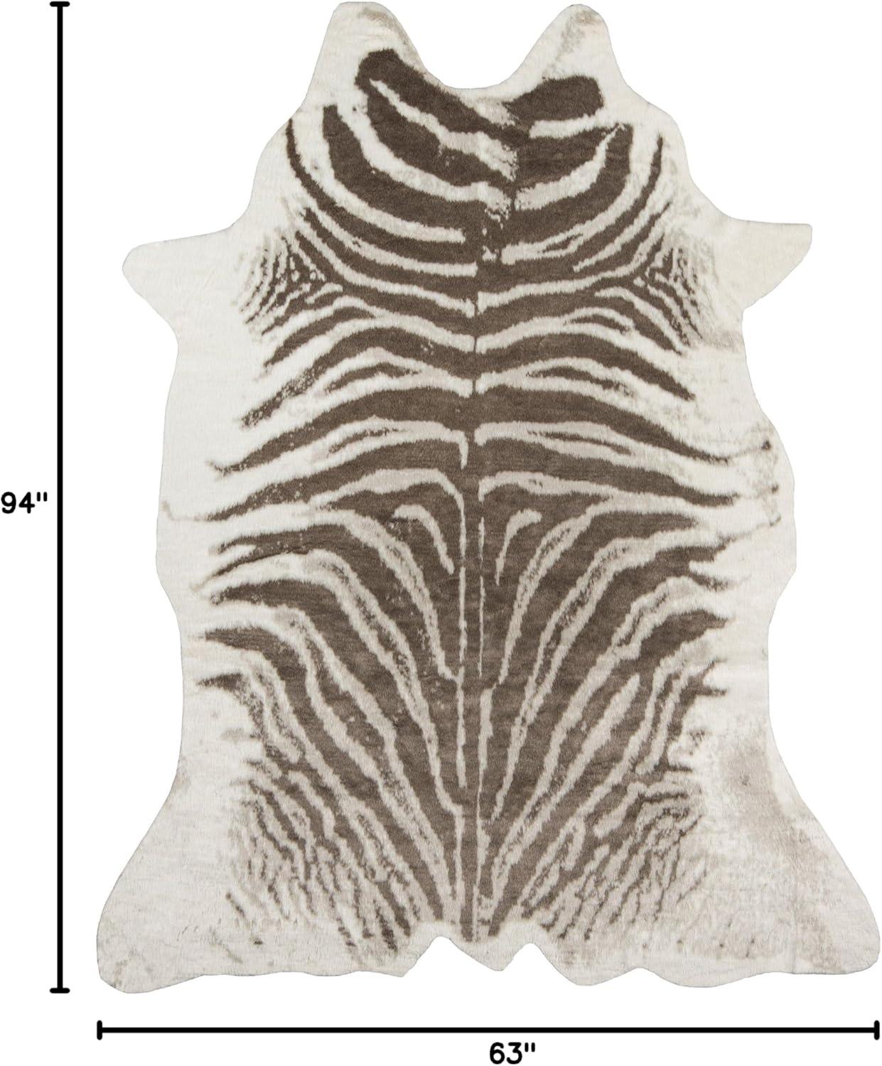 5'3"X7'10" Zebra Loomed Novelty Area Rug Gray - Erin Gates By Momeni: Luxury Animal Print, Indoor Low Pile Rug