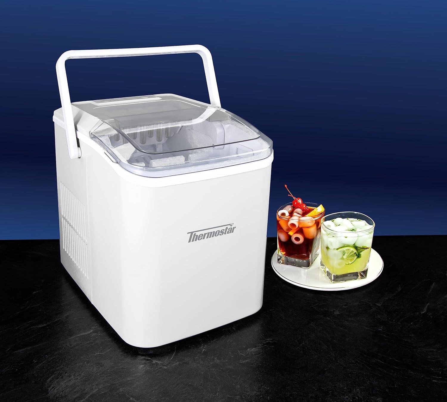 THERMOSTAR Thermostar 26-Pound Automatic Self-Cleaning Portable Countertop Ice Maker Machine With Handle