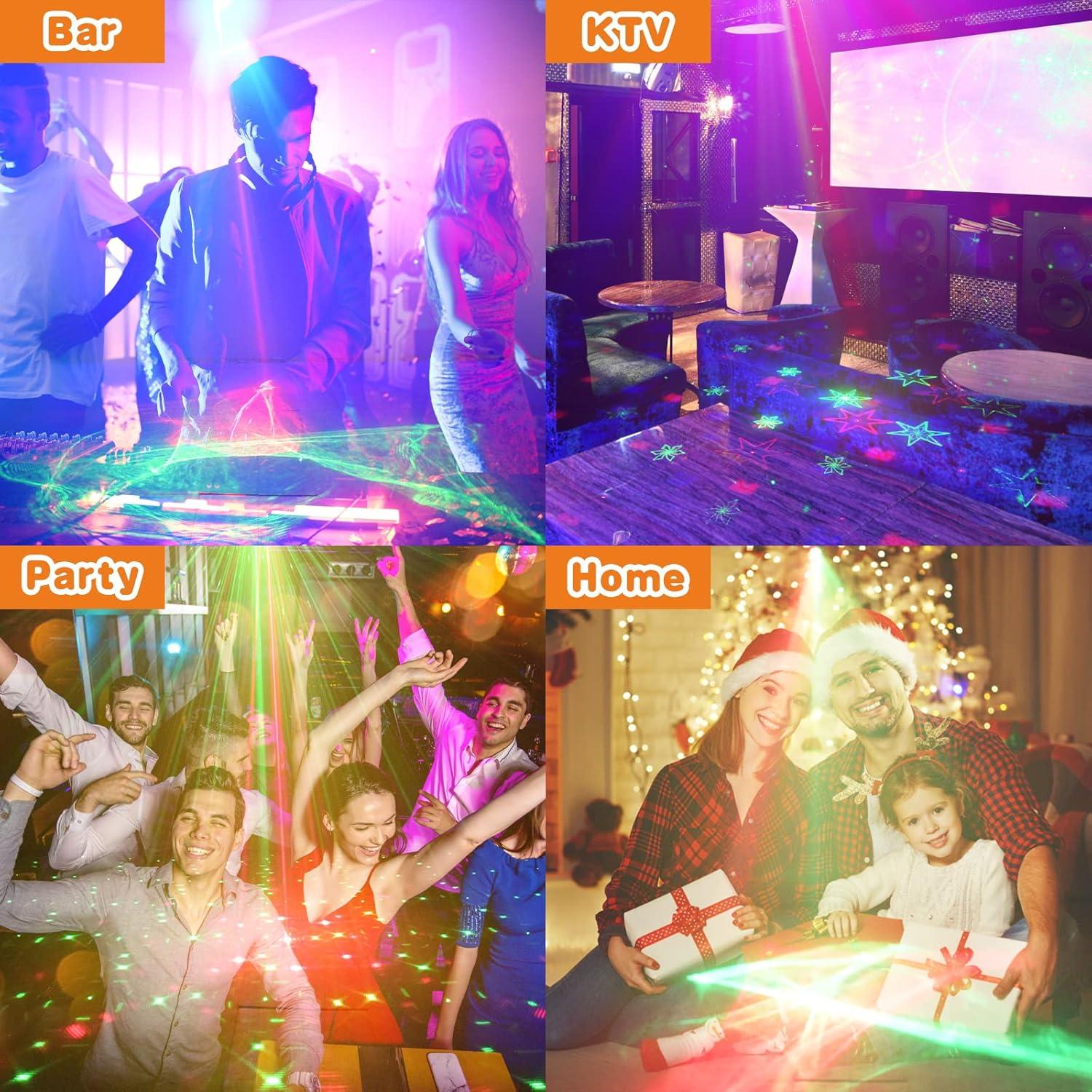 DJ Disco Stage Party Lights - Northern Laser Light Effect RGB Led Sound Activated Strobe Lighting with Remote Control for Indoor Birthday Halloween Karaoke Club KTV